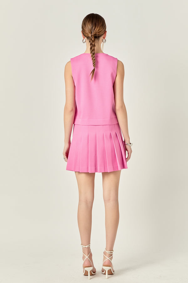 English Factory Sleeveless Pleated Mini Dress PINK