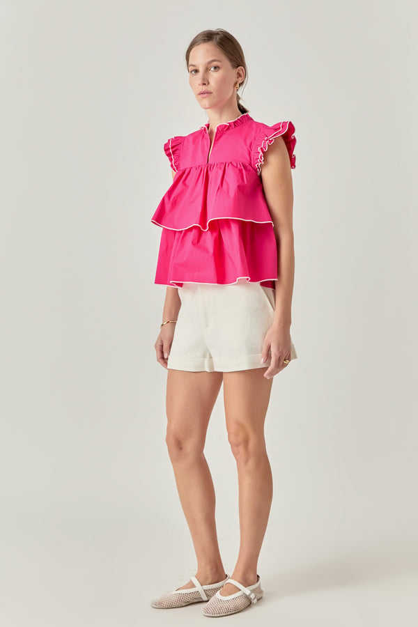 English Factory Sleeveless Tiered Top FUCHSIA