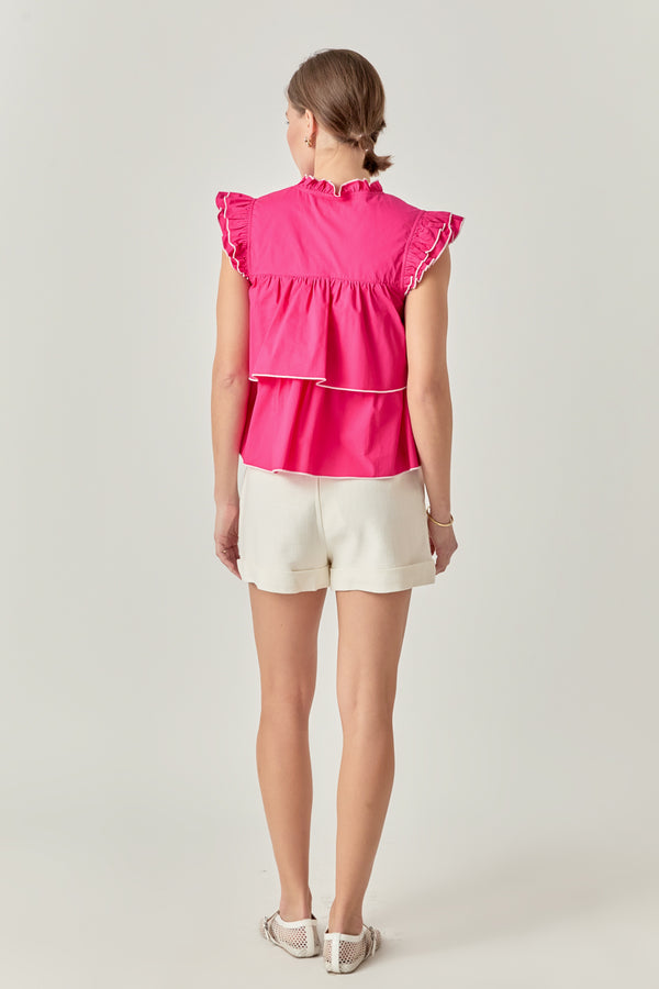 English Factory Sleeveless Tiered Top FUCHSIA
