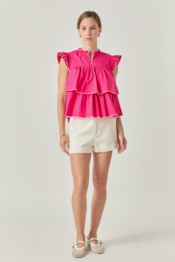 english factory Sleeveless Tiered Top FUCHSIA