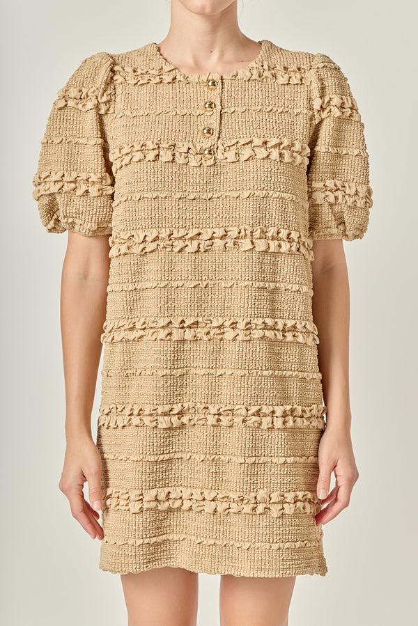 English Factory Smocked Mini Dress TAN