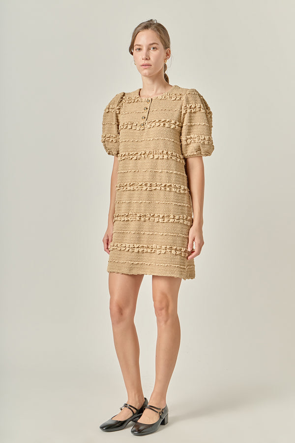 English Factory Smocked Mini Dress TAN