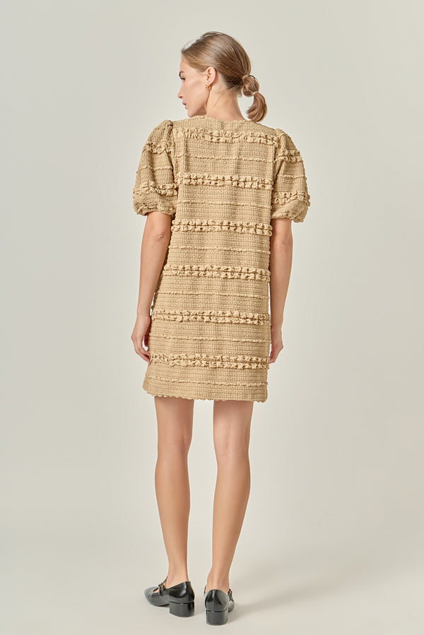 English Factory Smocked Mini Dress TAN