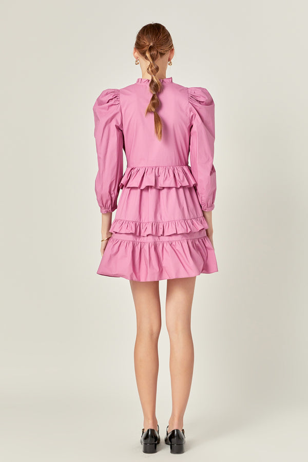 English Factory Smocking Detail Mini Dress ORCHID