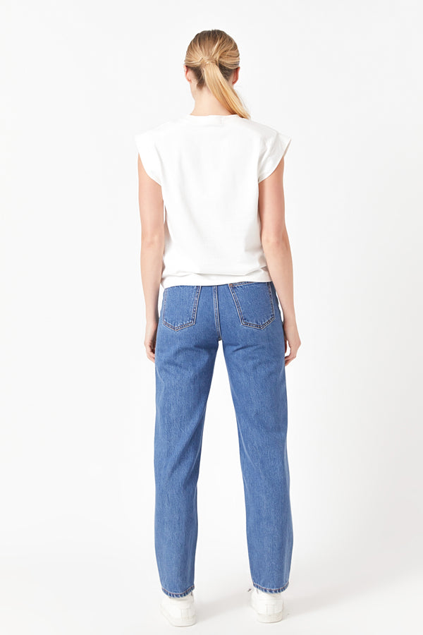 English Factory Solid Ribbed Cotton T-shirt TAUPE