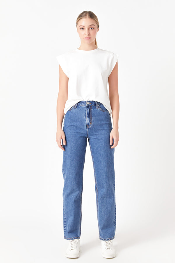 english factory Solid Ribbed Cotton T-shirt TAUPE