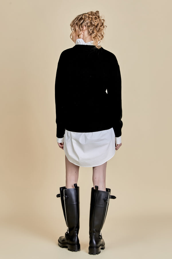 English Factory Sparkle Lettering Sweater BLACK