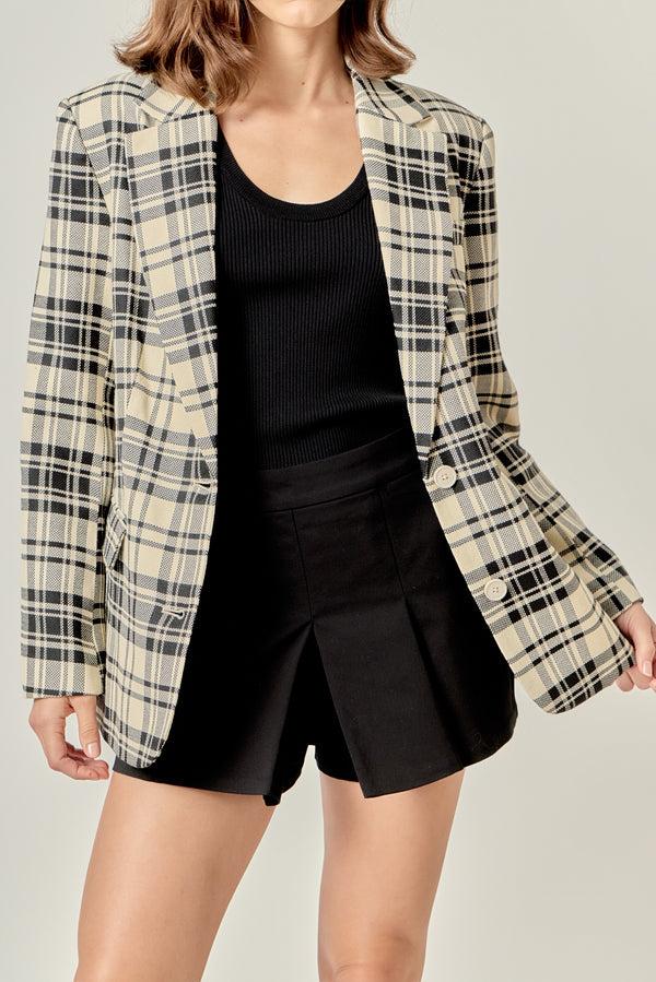 English Factory Statement Plaid Blazer CREAM