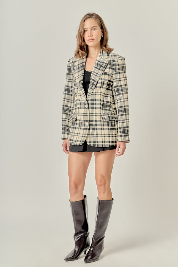 English Factory Statement Plaid Blazer CREAM