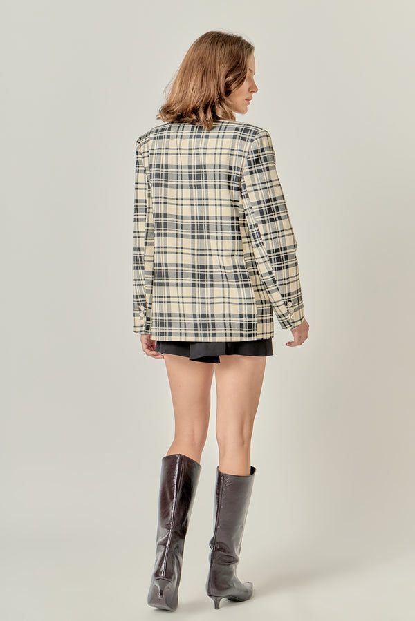 English Factory Statement Plaid Blazer CREAM