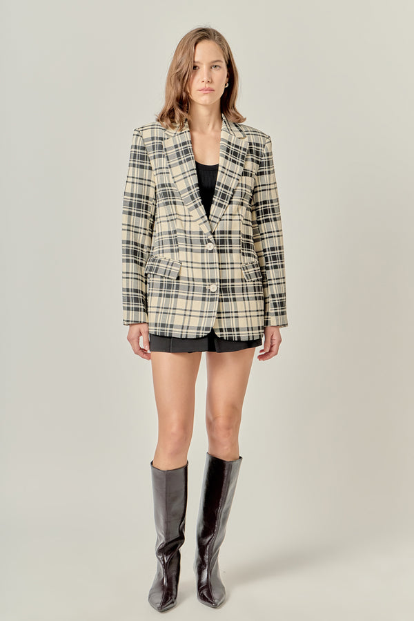 english factory Statement Plaid Blazer CREAM