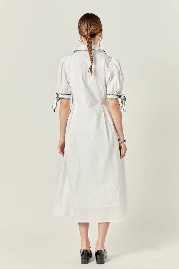 English Factory Stitch Detailed Midi Dress WHITE