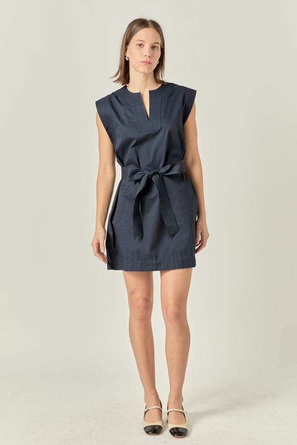 english factory Stitch Detailed Mini Dress NAVY