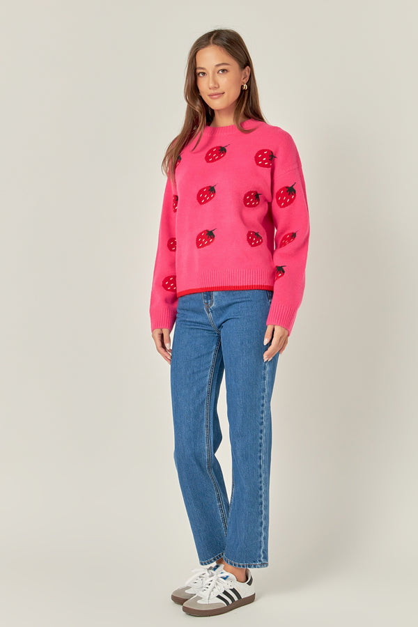 English Factory Strawberry Crew Neck Knit PINK