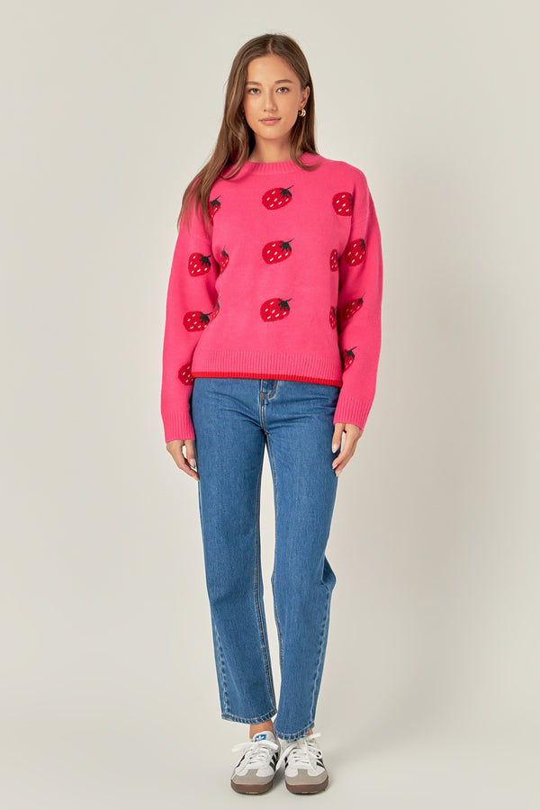 english factory Strawberry Crew Neck Knit PINK