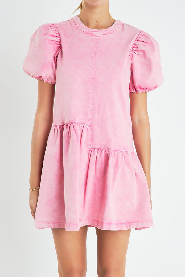 English Factory Stretch Denim Mini Dress PINK