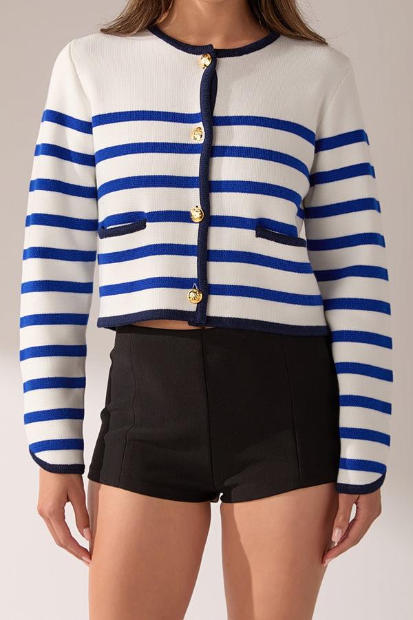 English Factory Stripe Cardigan BLUE MULTI