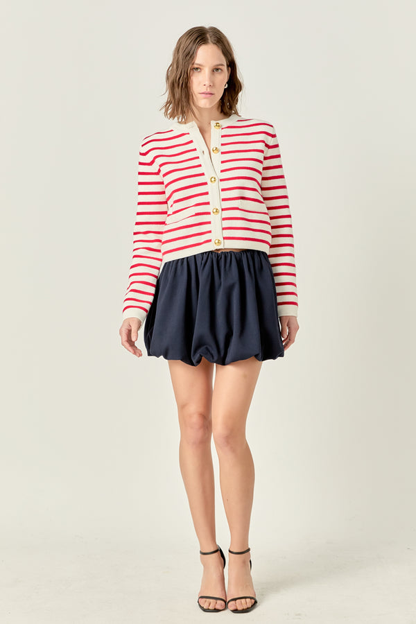 english factory Stripe Cardigan OFF WHITE/ RED