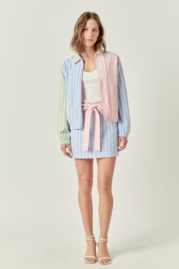 English Factory Stripe Color Block Jacket MULTI