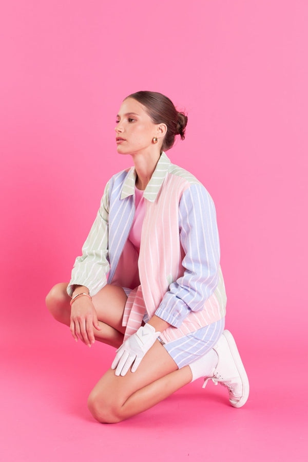 english factory Stripe Color Block Jacket MULTI