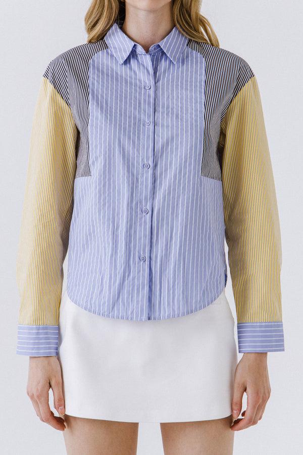 English Factory Stripe Color Block Shirt MULTI