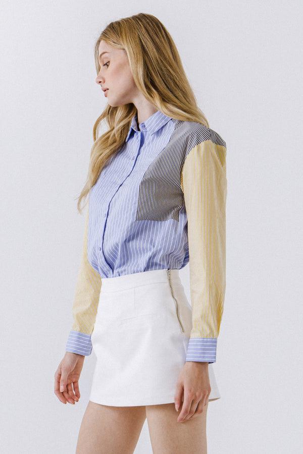English Factory Stripe Color Block Shirt MULTI