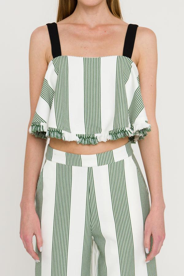 English Factory Stripe Crop Top GREEN