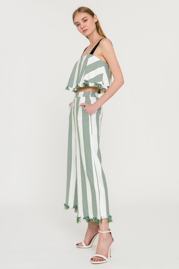 English Factory Stripe Crop Top GREEN