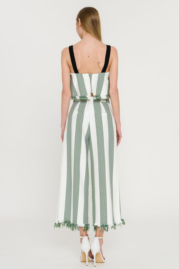 English Factory Stripe Crop Top GREEN