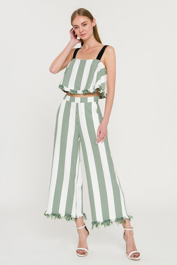english factory Stripe Crop Top GREEN