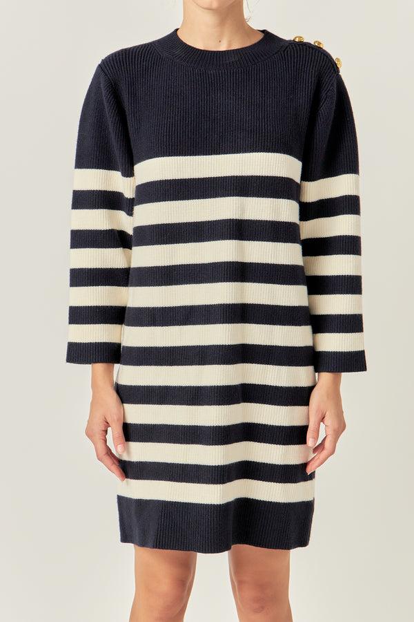 English Factory Stripe Knit Dress NAVY/OFF WHITE
