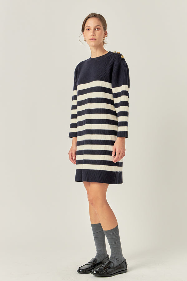 English Factory Stripe Knit Dress NAVY/OFF WHITE
