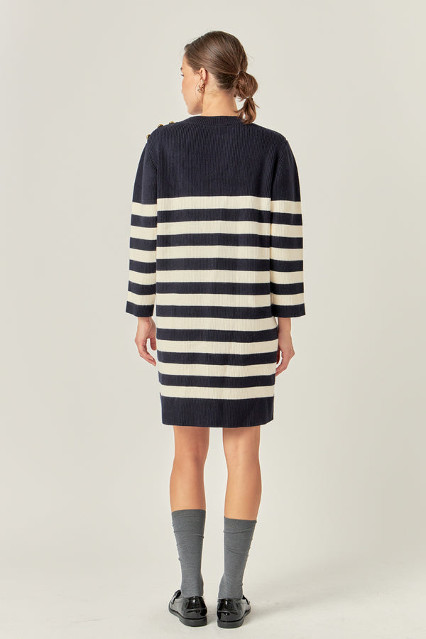 English Factory Stripe Knit Dress NAVY/OFF WHITE