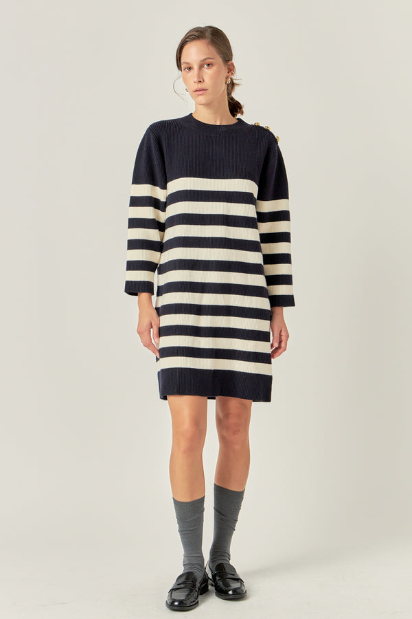 english factory Stripe Knit Dress NAVY/OFF WHITE