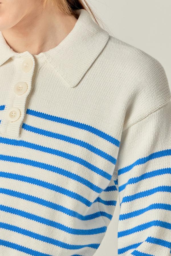 English Factory Stripe Knit Long Sleeve Top WHITE
