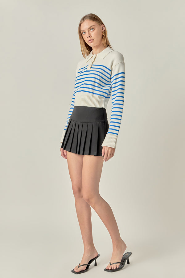 English Factory Stripe Knit Long Sleeve Top WHITE