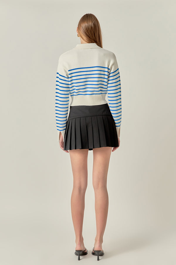 English Factory Stripe Knit Long Sleeve Top WHITE