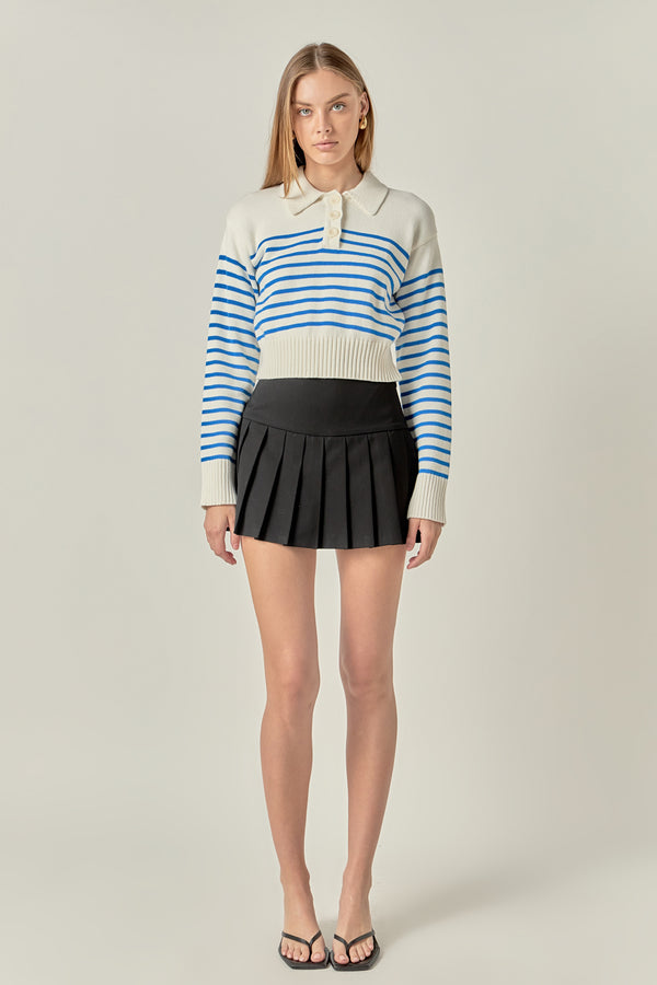 english factory Stripe Knit Long Sleeve Top WHITE
