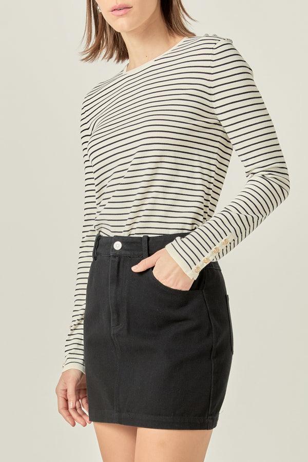 English Factory Stripe Knit Sweater CREAM/BLACK