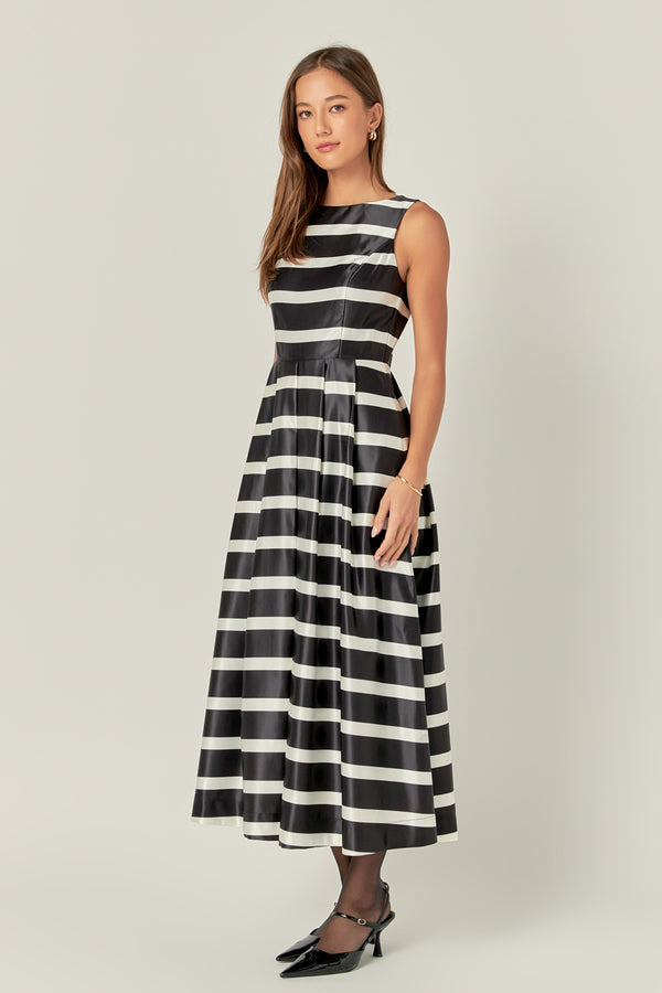 English Factory Stripe Midi Dress BLACK/WHITE