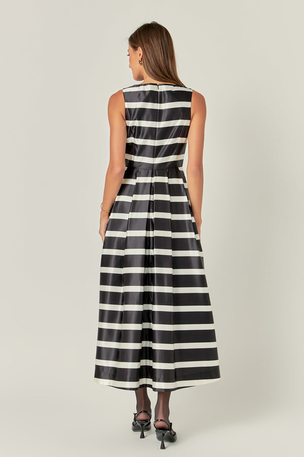 English Factory Stripe Midi Dress BLACK/WHITE