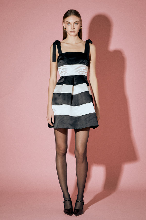 english factory Stripe Mini Dress BLACK