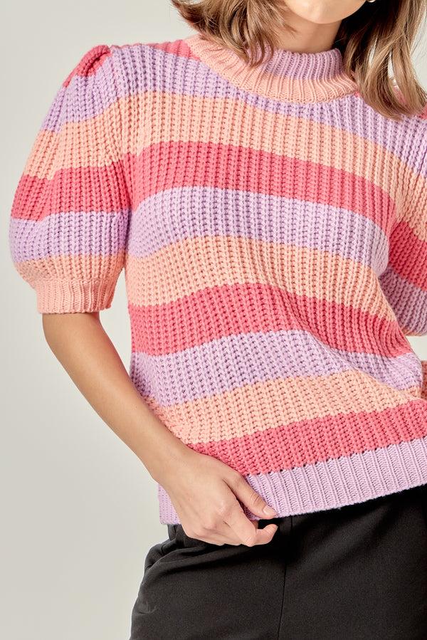 English Factory Stripe Mockneck Sweater RED MULTI