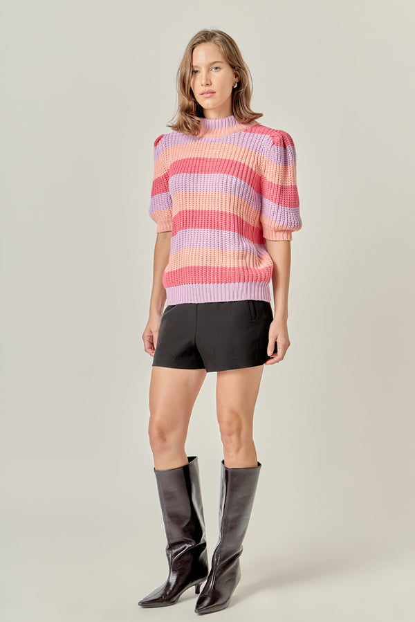 English Factory Stripe Mockneck Sweater RED MULTI