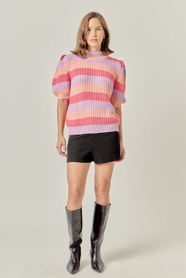 english factory Stripe Mockneck Sweater RED MULTI