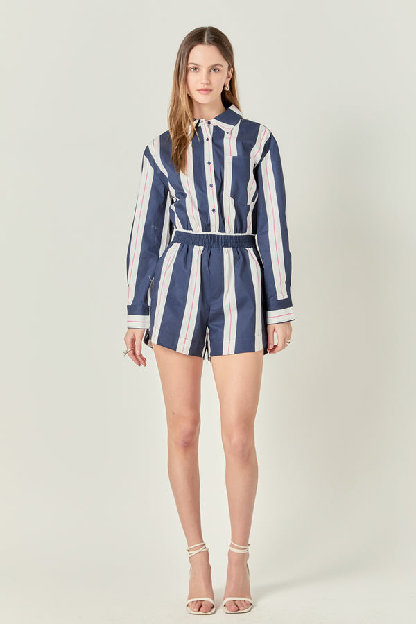 english factory Stripe Romper NAVY/WHITE