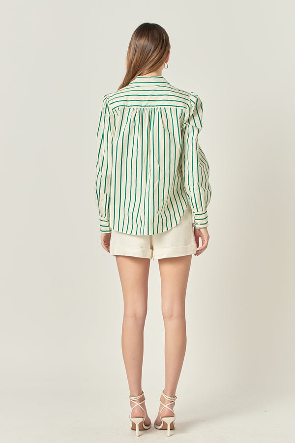 English Factory Stripe Shirt In Green GREEN