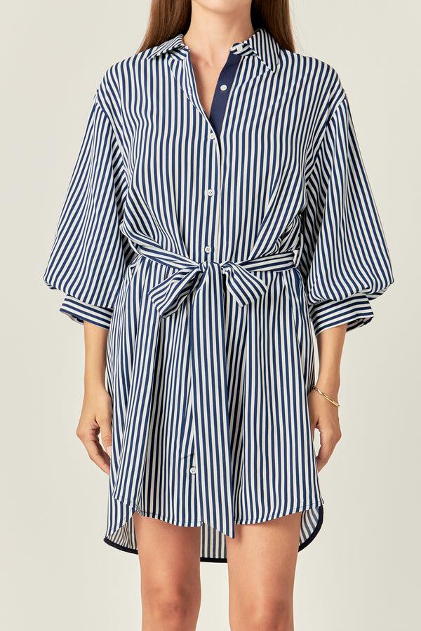English Factory Stripe Shirt Mini Dress WHITE/NAVY