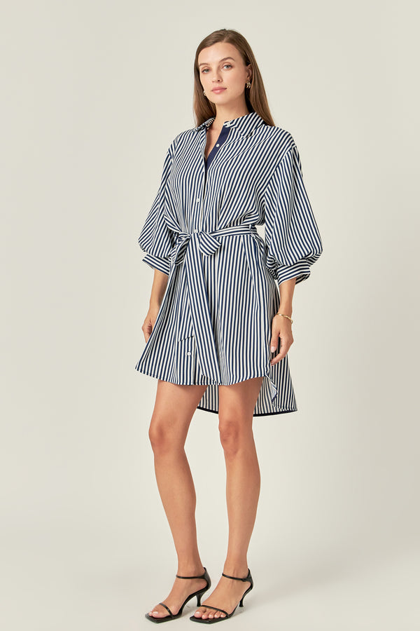 English Factory Stripe Shirt Mini Dress WHITE/NAVY