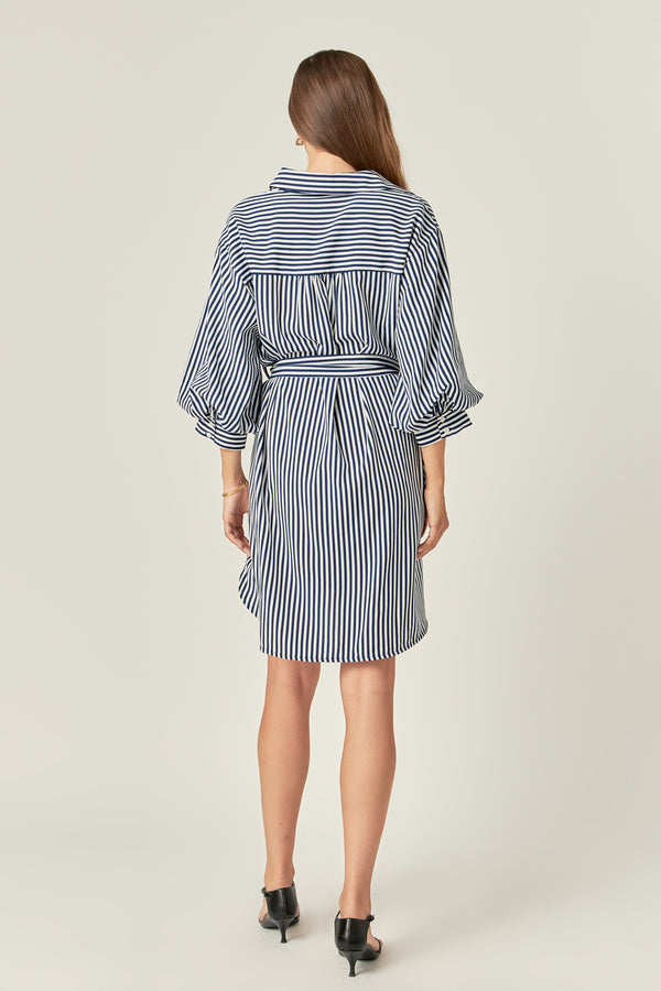 English Factory Stripe Shirt Mini Dress WHITE/NAVY